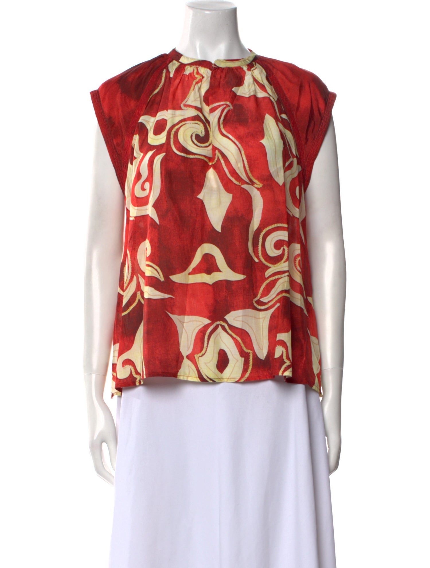 Maria Cher Printed Mock Neck Blouse w/ Tags