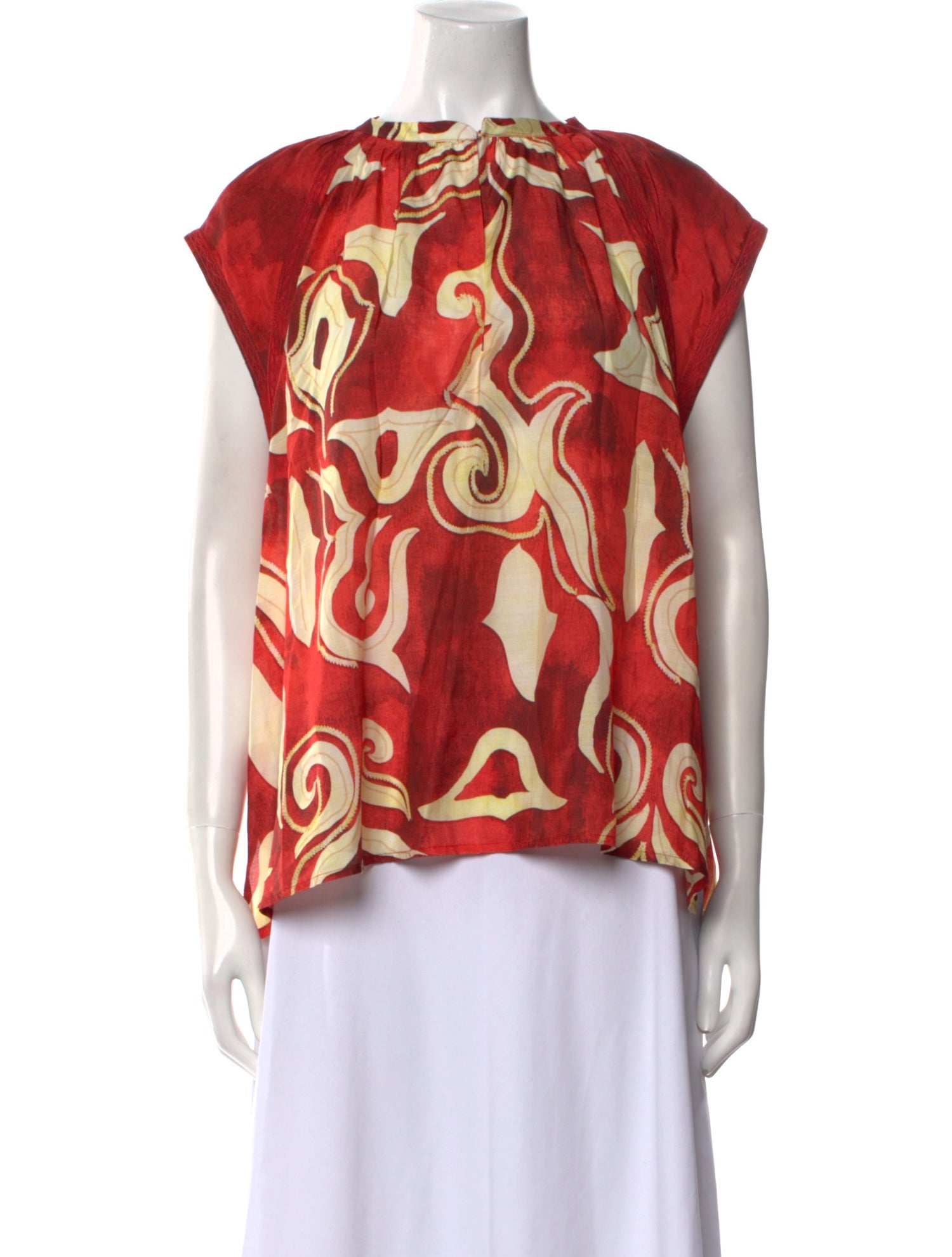 Maria Cher Printed Bateau Neckline Blouse