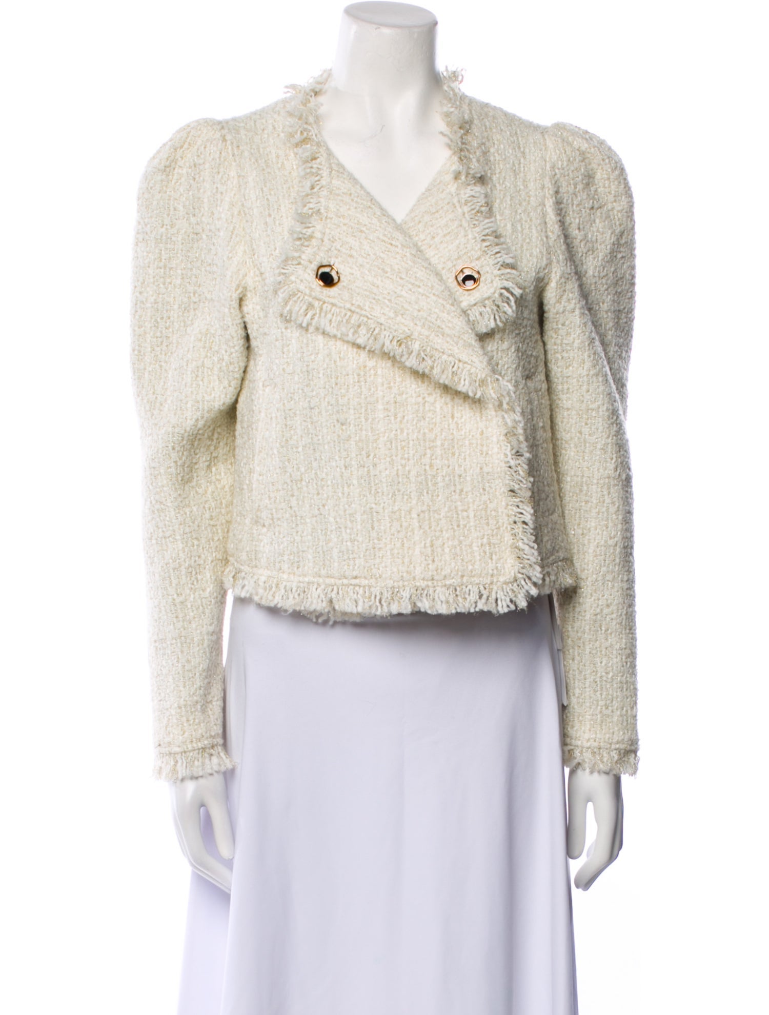 Maria Cher Wool Tweed Pattern Faux Fur Jacket w/ Tags