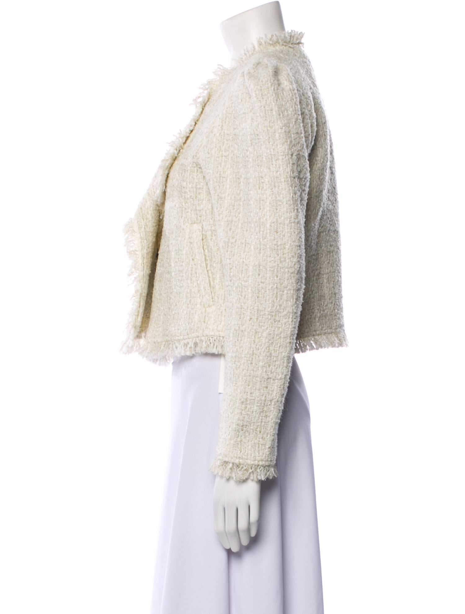 Maria Cher Wool Tweed Pattern Faux Fur Jacket w/ Tags