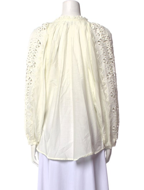 Maria Cher Mock Neck Long Sleeve Button-Up Top