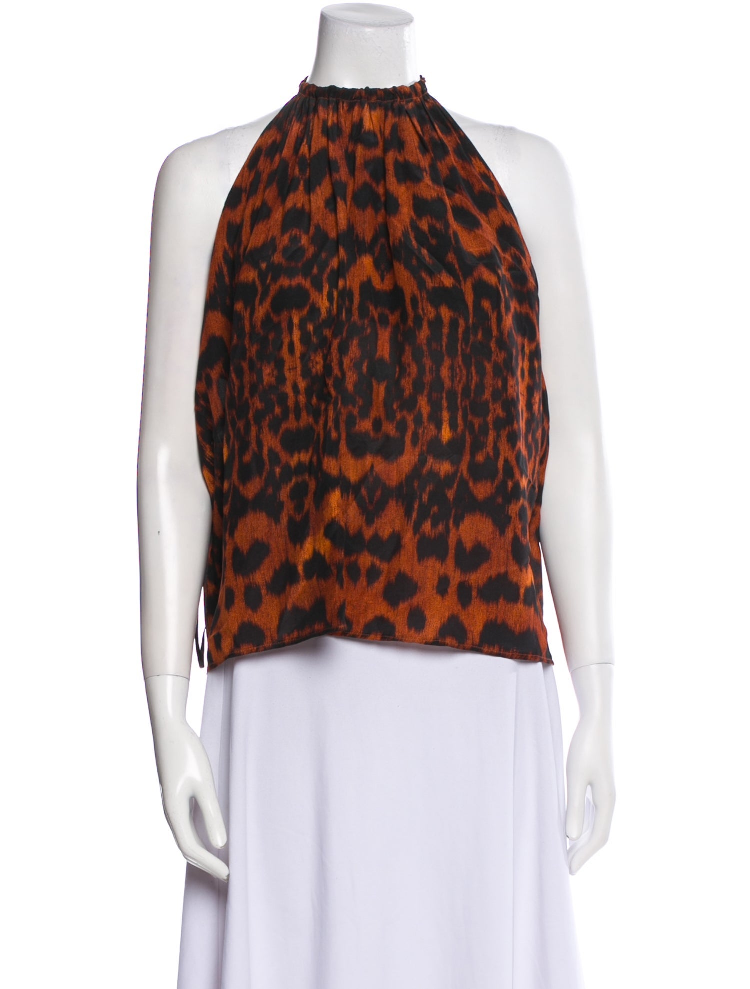 Maria Cher Silk Animal Print Blouse