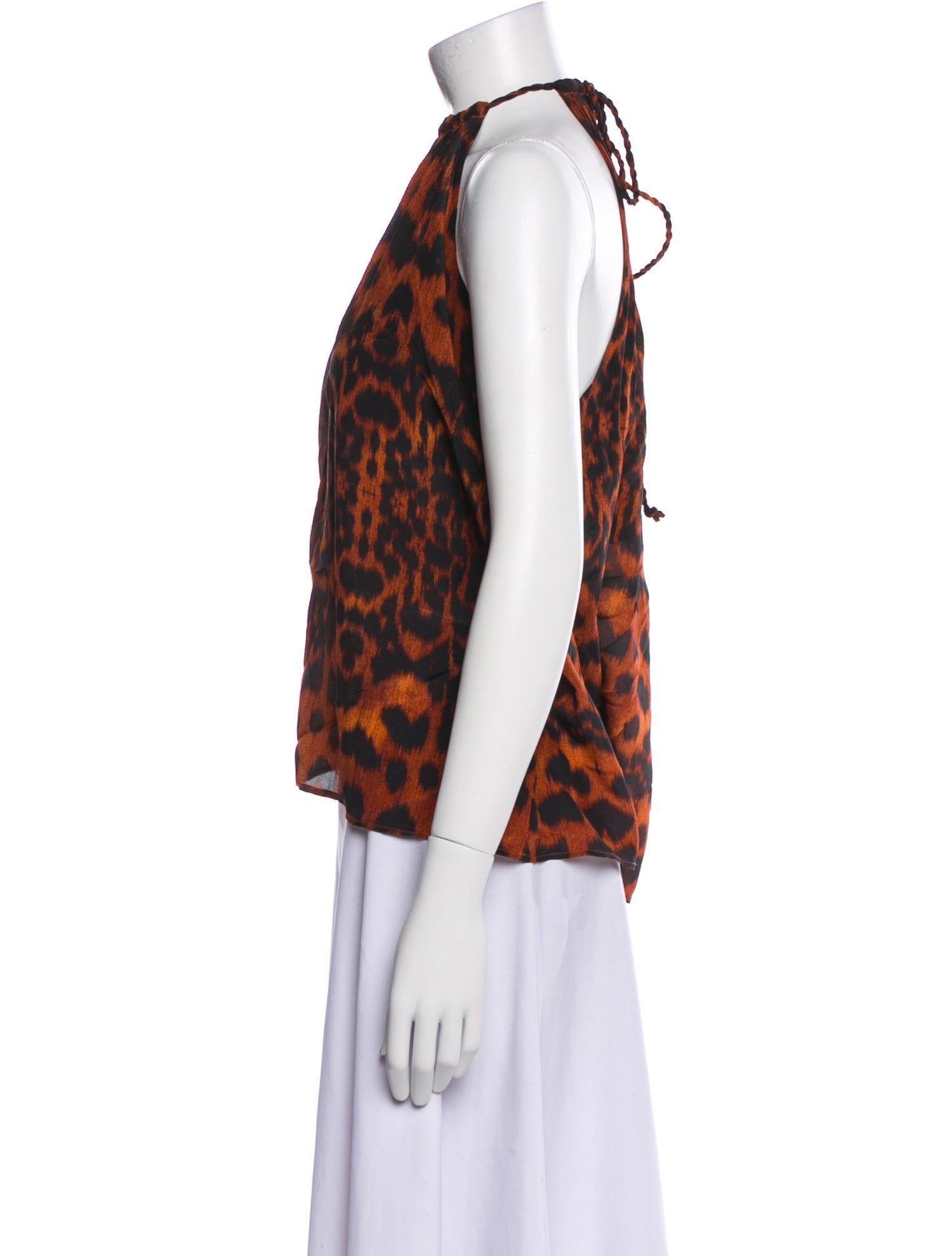 Maria Cher Silk Animal Print Blouse