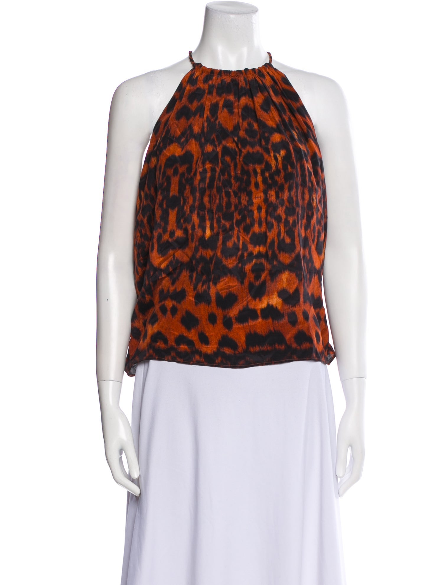 Maria Cher Silk Animal Print Blouse