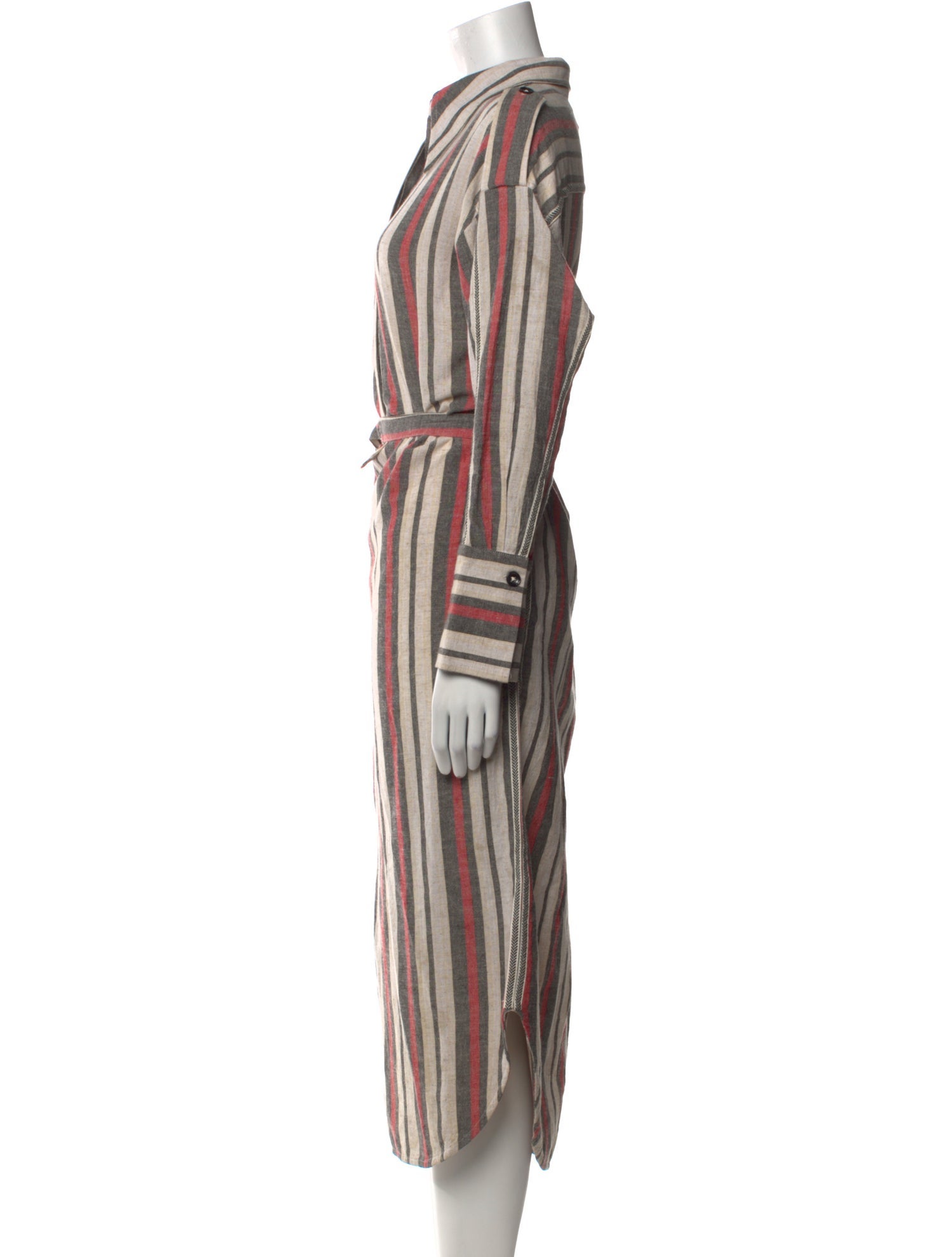 Maria Cher Striped Midi Length Dress