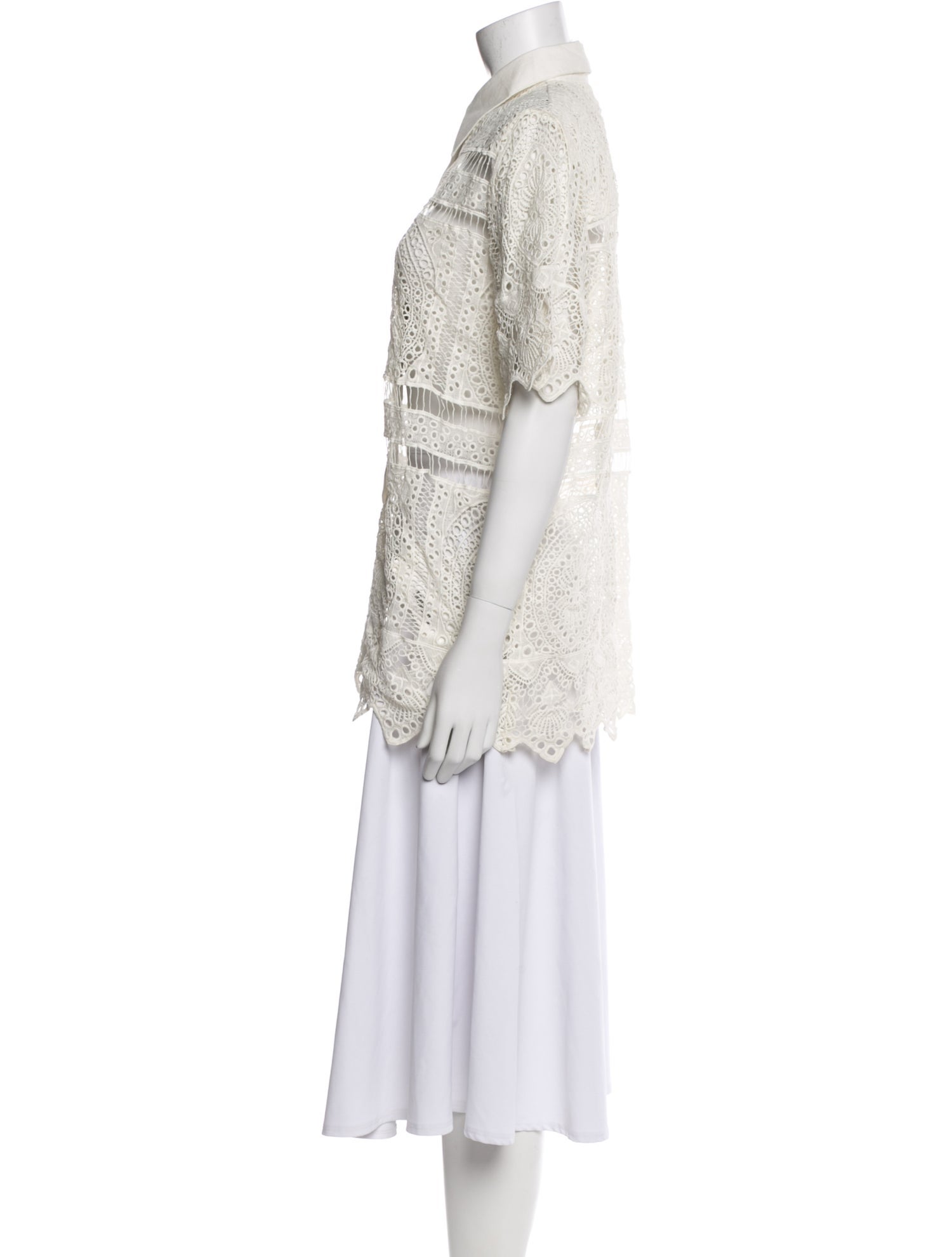 Maria Cher Lace Pattern Short Sleeve Tunic w/ Tags