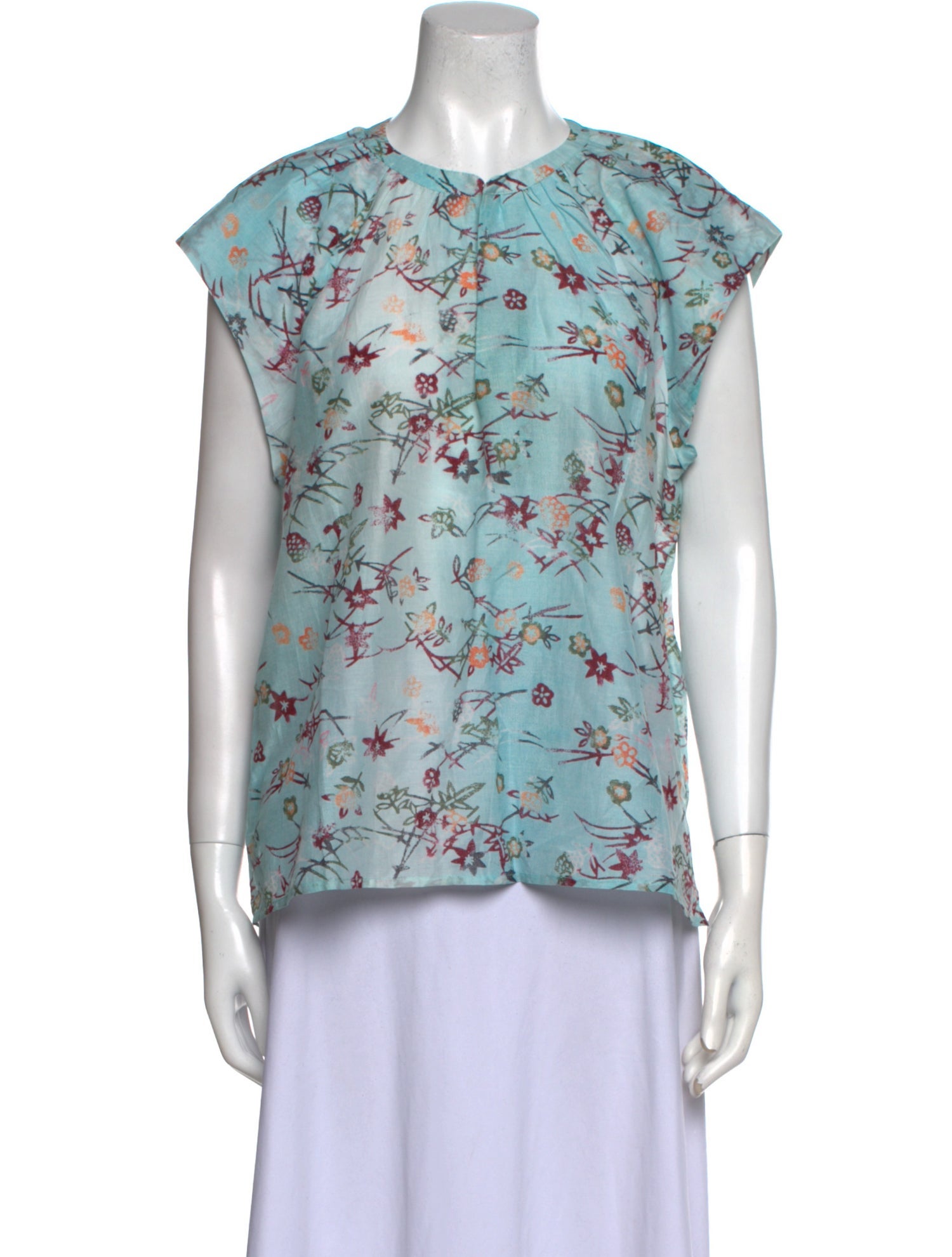Maria Cher Floral Print Crew Neck Blouse