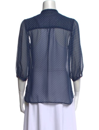 Maria Cher Polka Dot Print Three-Quarter Sleeve Button-Up Top