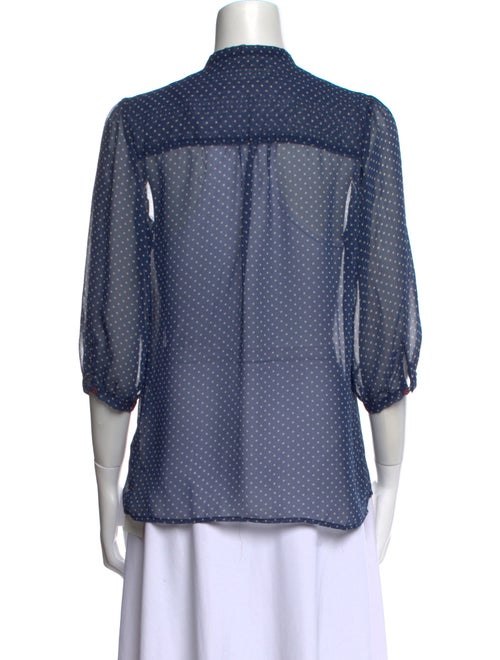 Maria Cher Polka Dot Print Three-Quarter Sleeve Button-Up Top
