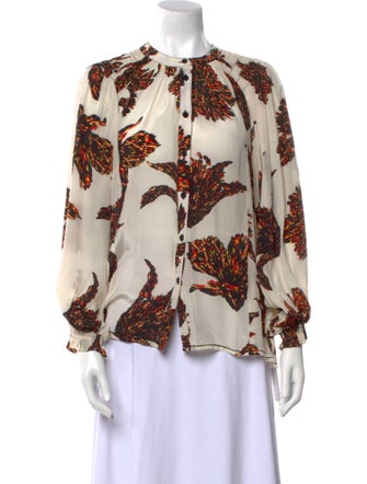 Maria Cher Floral Print Crew Neck Blouse