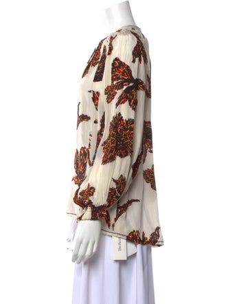 Maria Cher Floral Print Crew Neck Blouse