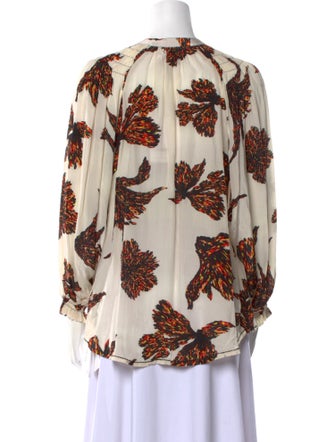 Maria Cher Floral Print Crew Neck Blouse