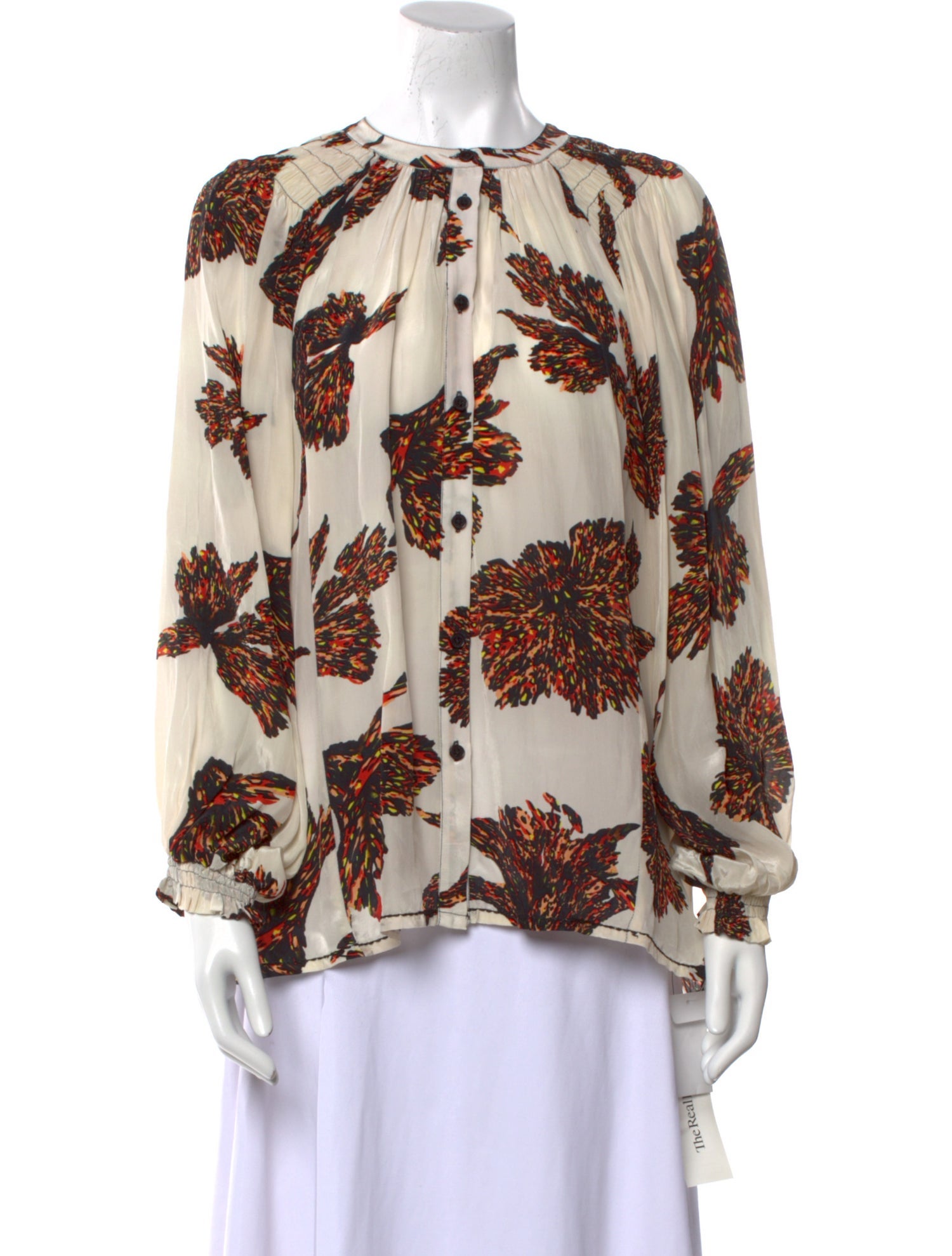 Maria Cher Floral Print Crew Neck Blouse