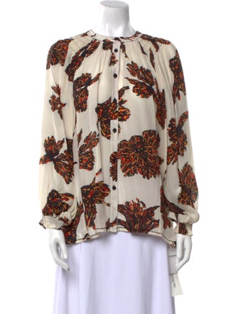 Maria Cher Floral Print Crew Neck Blouse