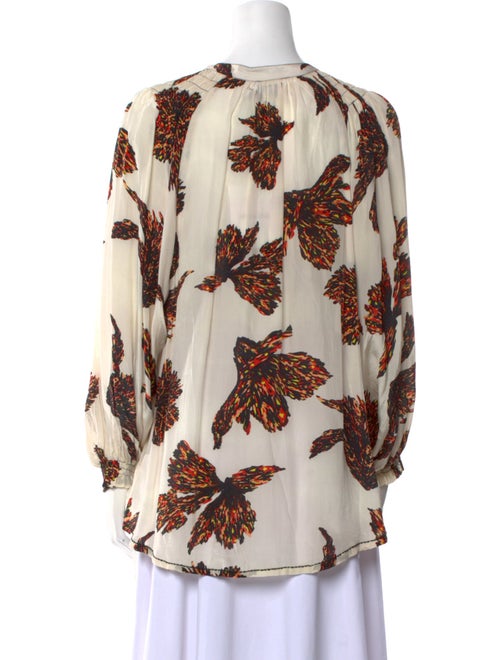 Maria Cher Floral Print Crew Neck Blouse