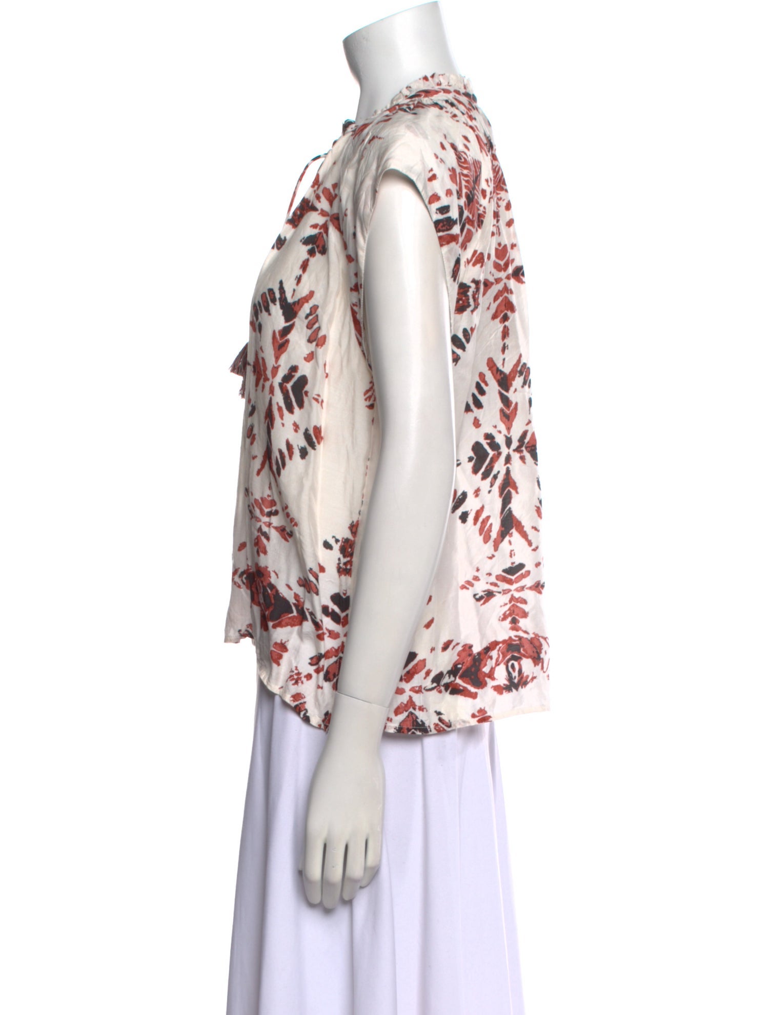 Maria Cher Printed Tie Neck Blouse