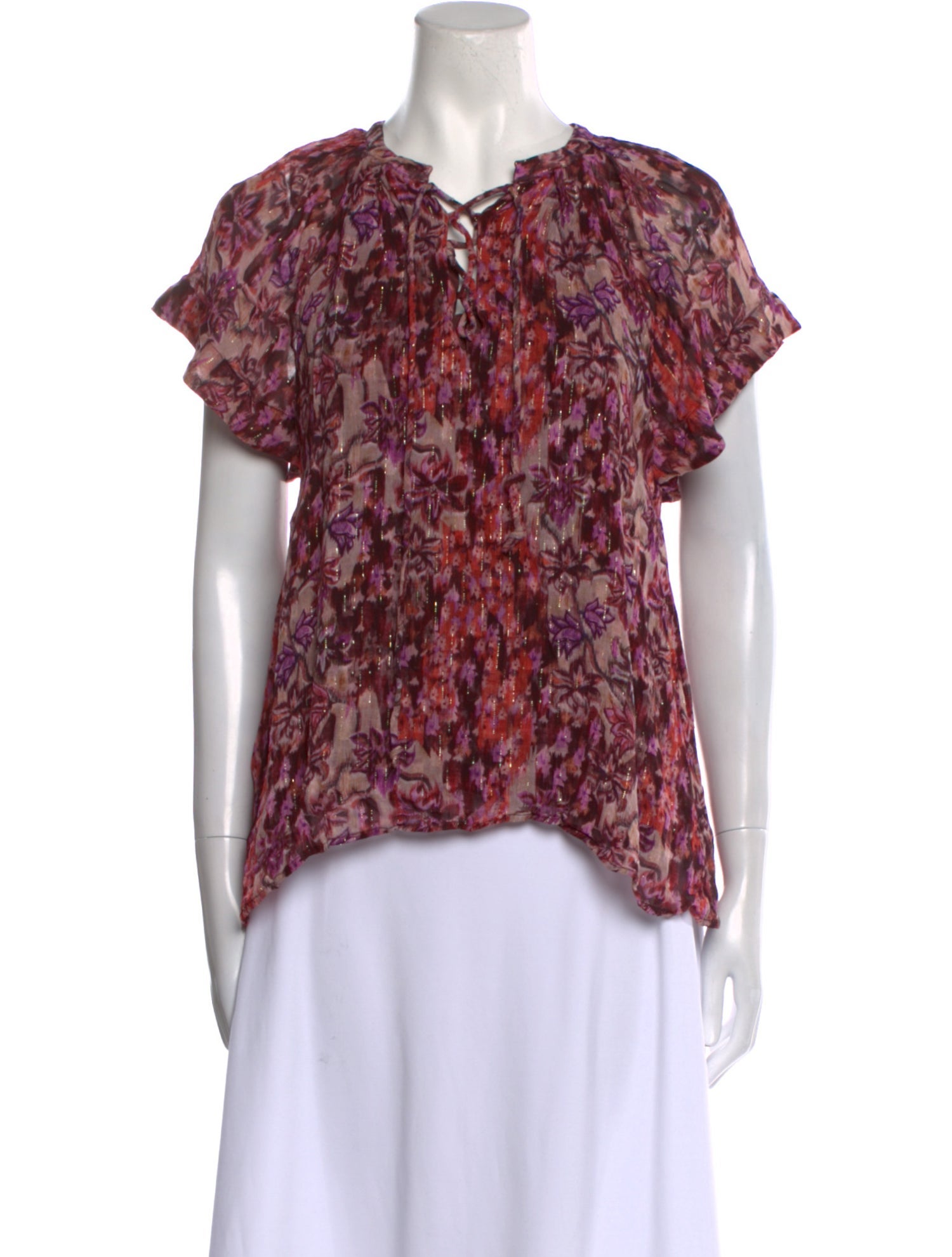 Maria Cher Printed V-Neck Blouse