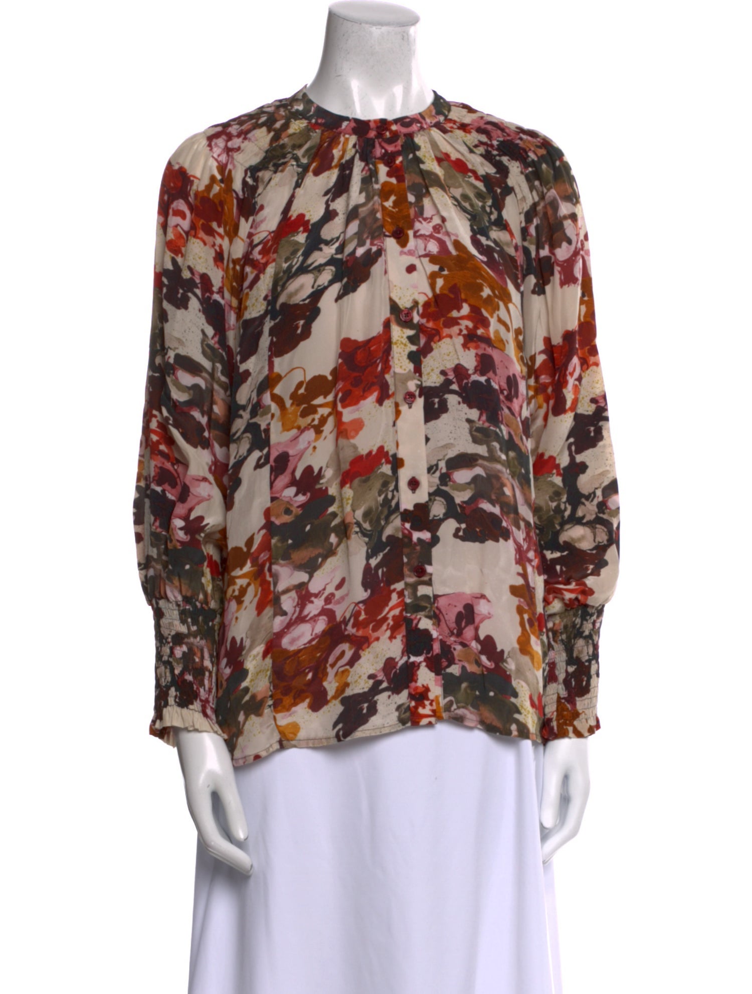 Maria Cher Floral Print Crew Neck Blouse