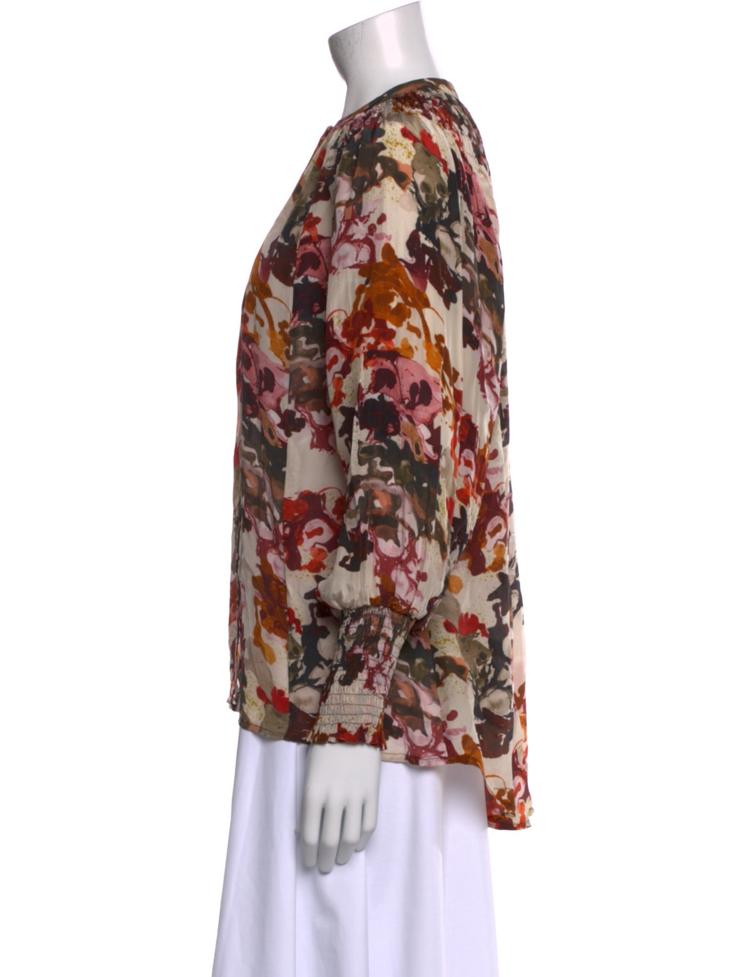 Maria Cher Floral Print Crew Neck Blouse