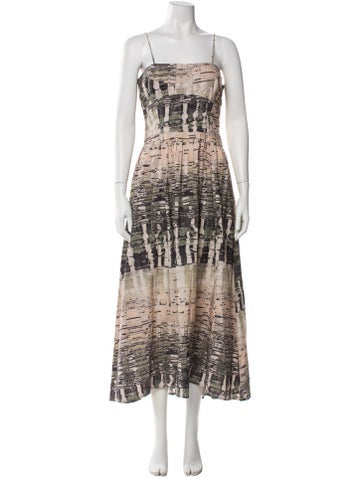 Pre-owned Maria Cher Printed Long Dress In Neutral