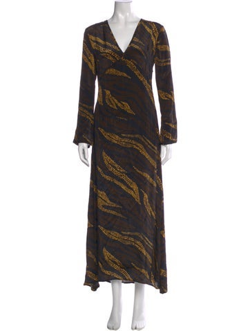 Pre-owned Maria Cher Printed Long Dress In Multi
