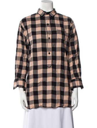 Morgan Lane Plaid Print Long Sleeve Button-Up Top