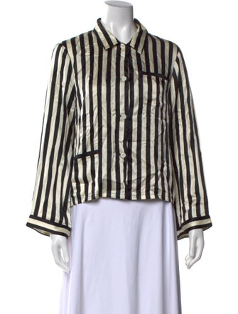 Morgan Lane Silk Striped Button-Up Top