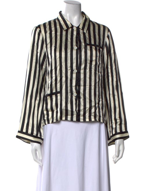 Morgan Lane Silk Striped Button-Up Top