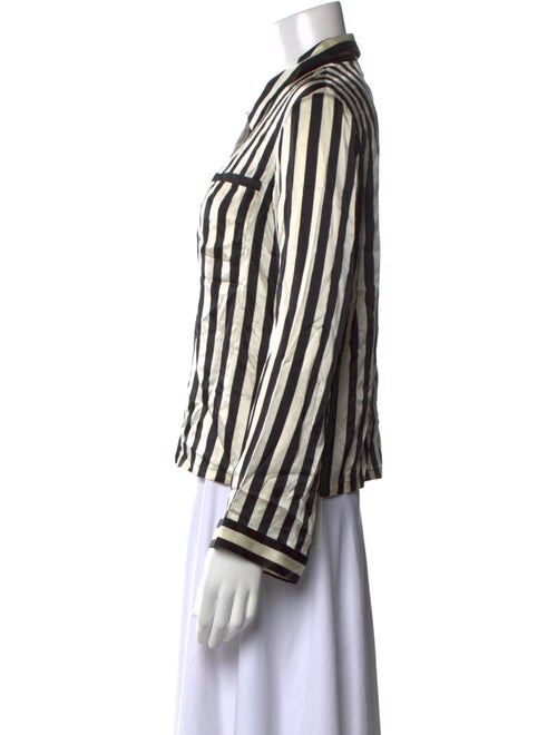 Morgan Lane Silk Striped Button-Up Top