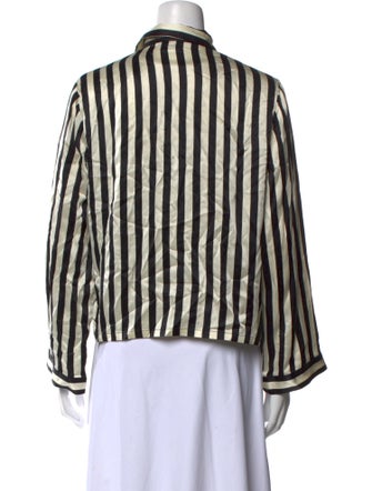 Morgan Lane Silk Striped Button-Up Top