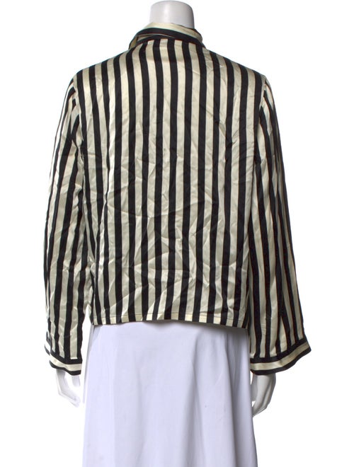 Morgan Lane Silk Striped Button-Up Top