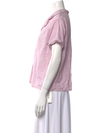 Morgan Lane Striped Short Sleeve Button-Up Top