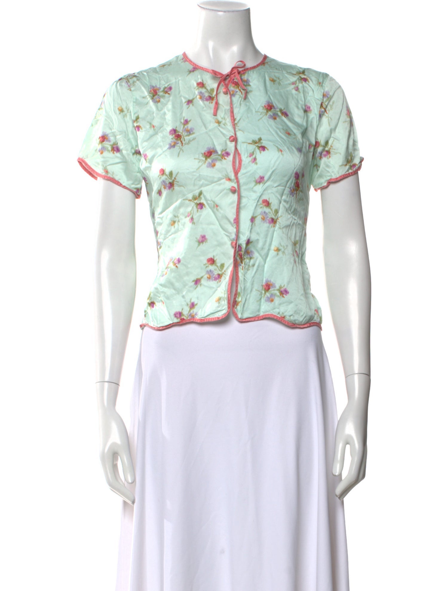 Morgan Lane Silk Floral Print Crop Top