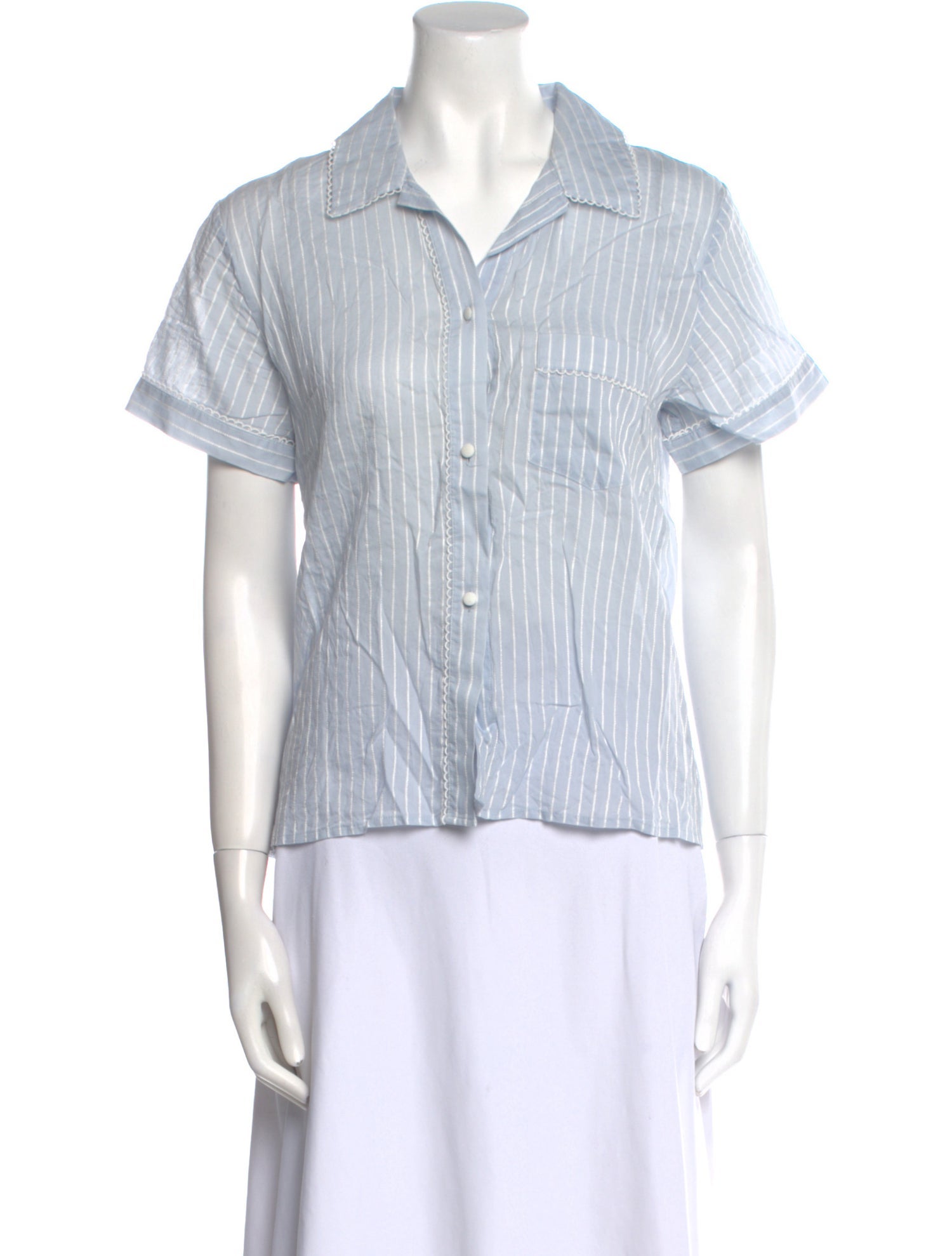 Morgan Lane Striped Short Sleeve Button-Up Top
