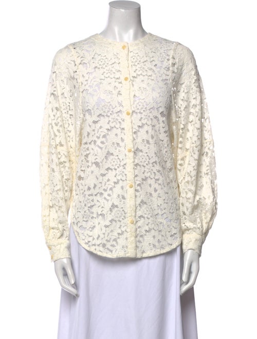 Mr. Larkin Lace Pattern Crew Neck Blouse