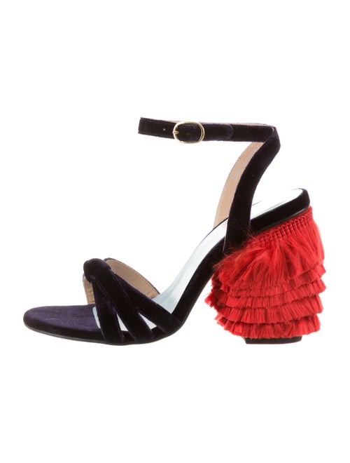 MR by Man Repeller Velvet Ankle Strap Sandals Purp