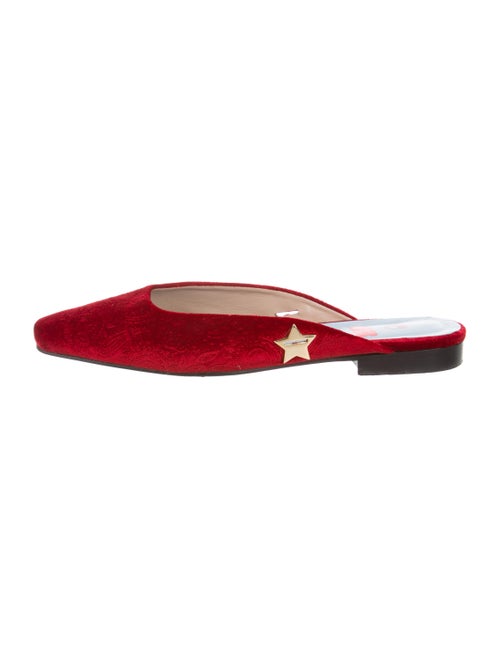 MR by Man Repeller Square-Toe Velvet Mules Red