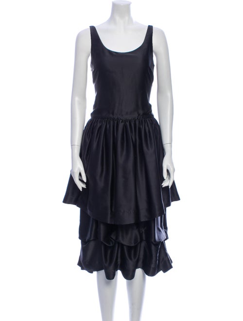 Man Repeller x PJK Silk Midi Length Dress Black