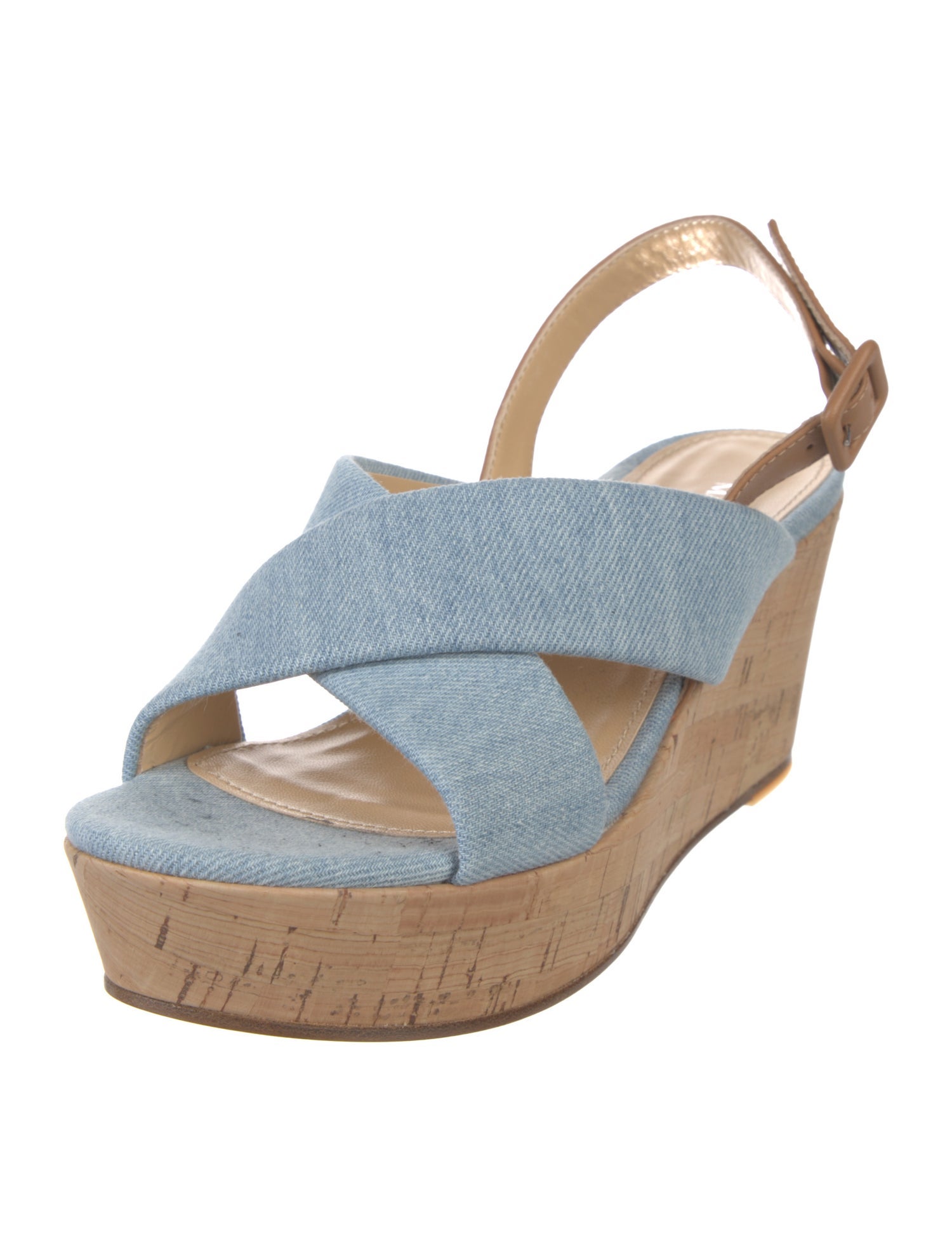 Marion Parke Denim Colorblock Pattern Slingback Sandals
