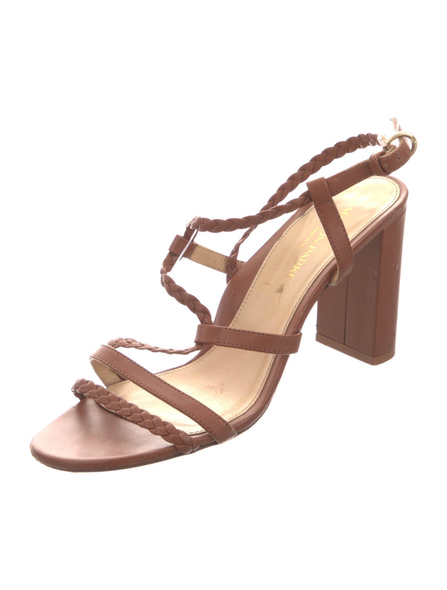 Marion Parke Leather Braided Accents Slingback Sandals