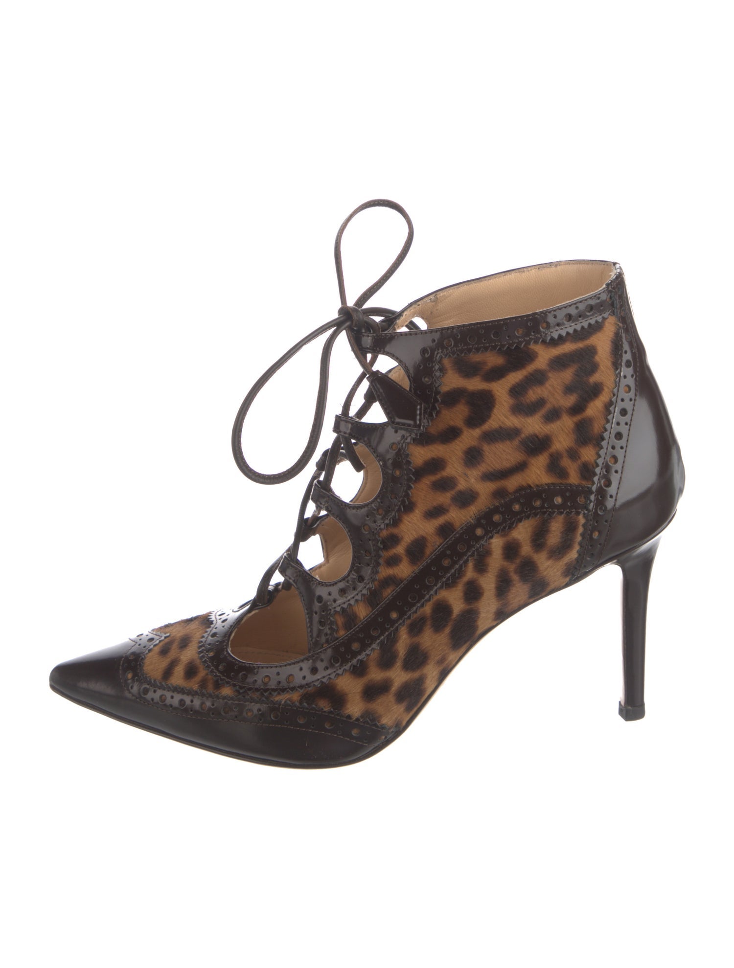 Marion Parke Ponyhair Animal Print Lace-Up Boots