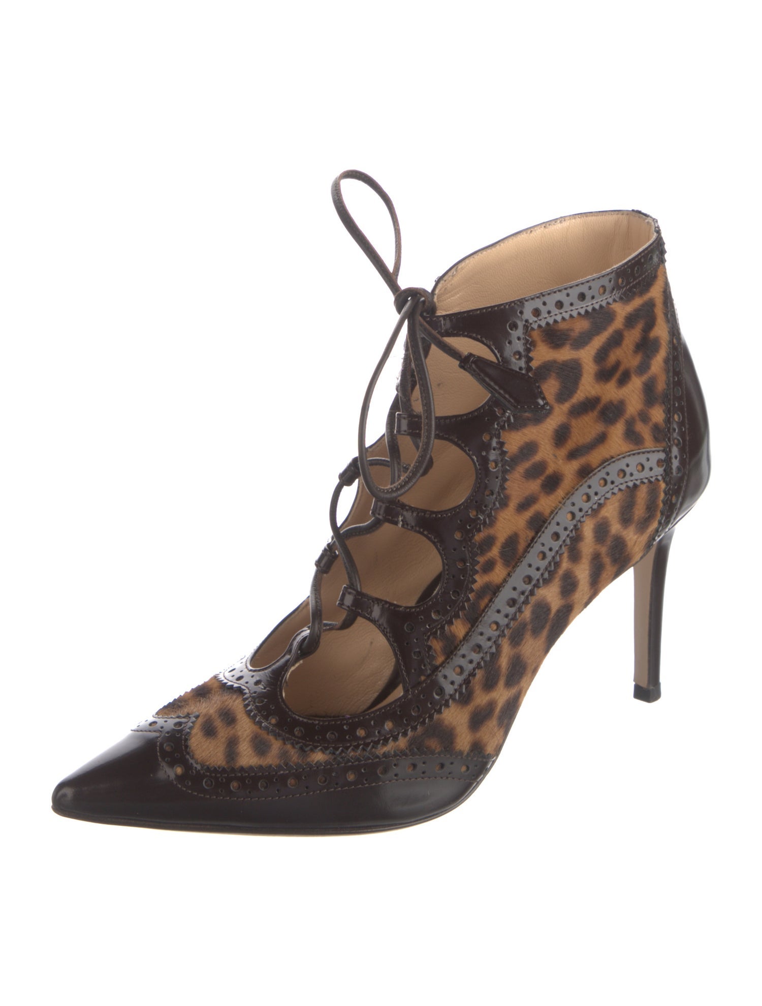 Marion Parke Ponyhair Animal Print Lace-Up Boots