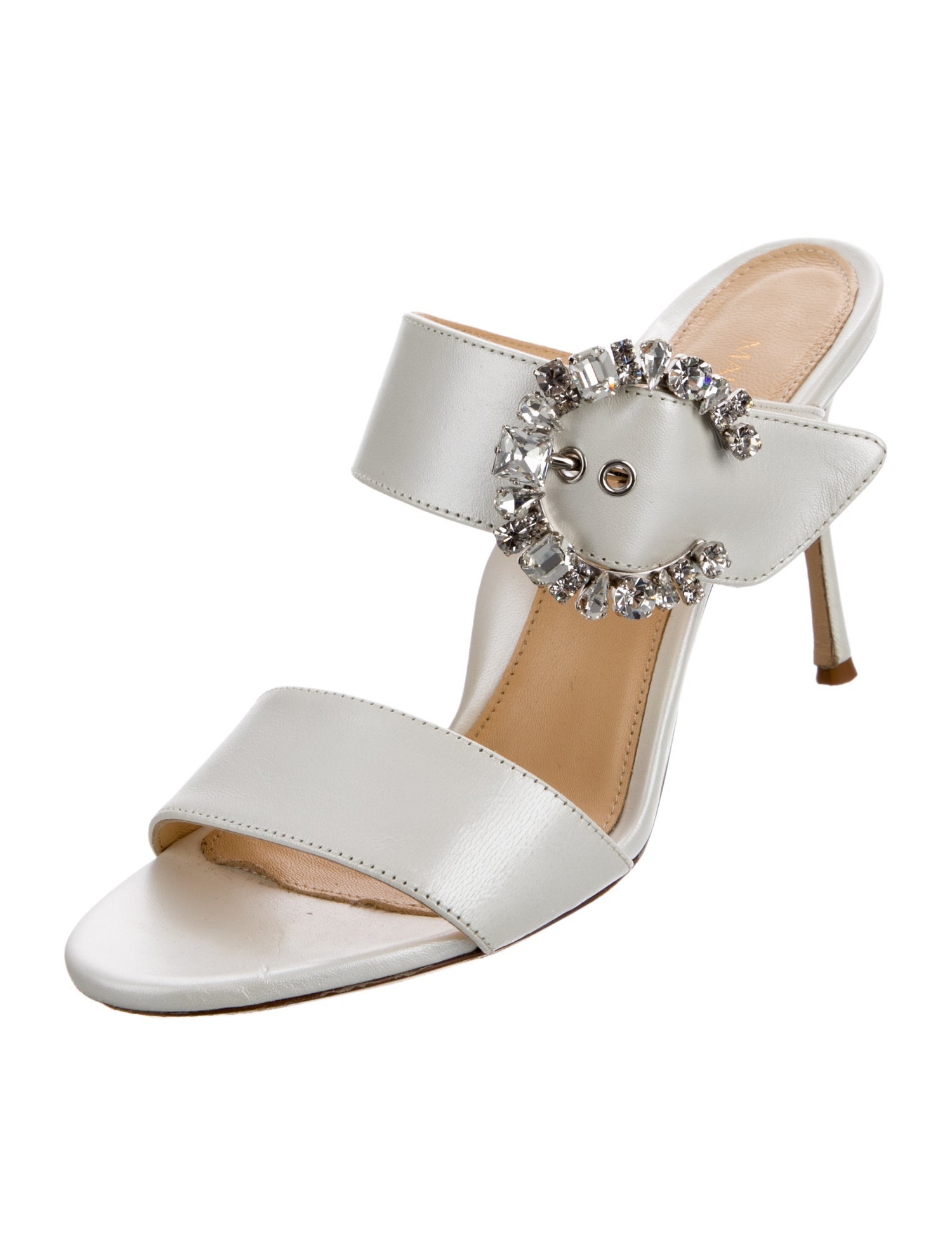 Marion Parke Suede Crystal Embellishments Slides
