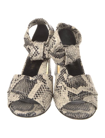 Marion Parke Embossed Leather Animal Print Sandals