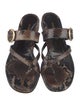 Marion Parke Embossed Leather Animal Print Slides