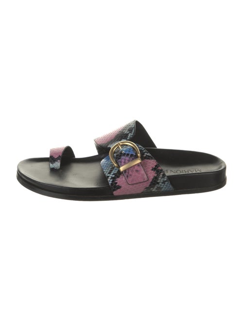 Marion Parke Leather Floral Print Slides