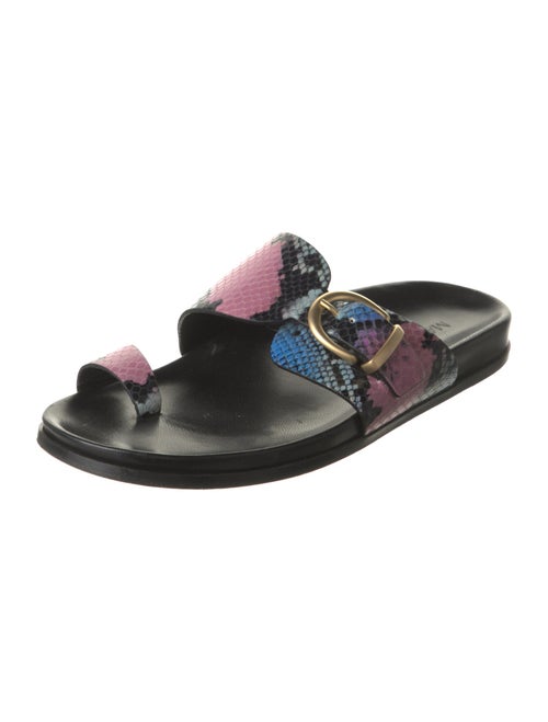 Marion Parke Leather Floral Print Slides
