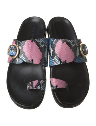 Marion Parke Leather Floral Print Slides