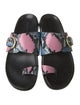 Marion Parke Leather Floral Print Slides