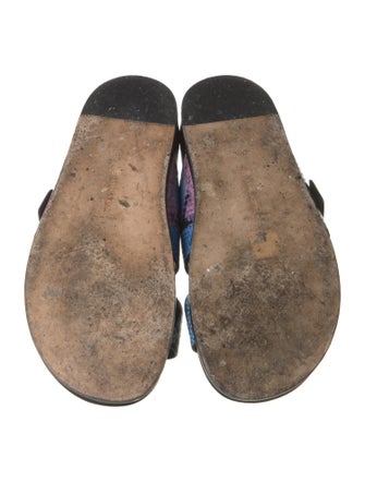 Marion Parke Leather Floral Print Slides